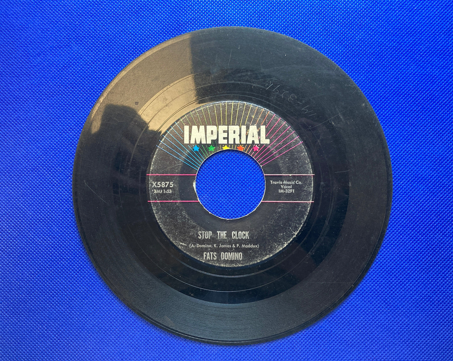 45 double sided Fats Domino record "Stop the clock" and "Did you ever see a dream walking"