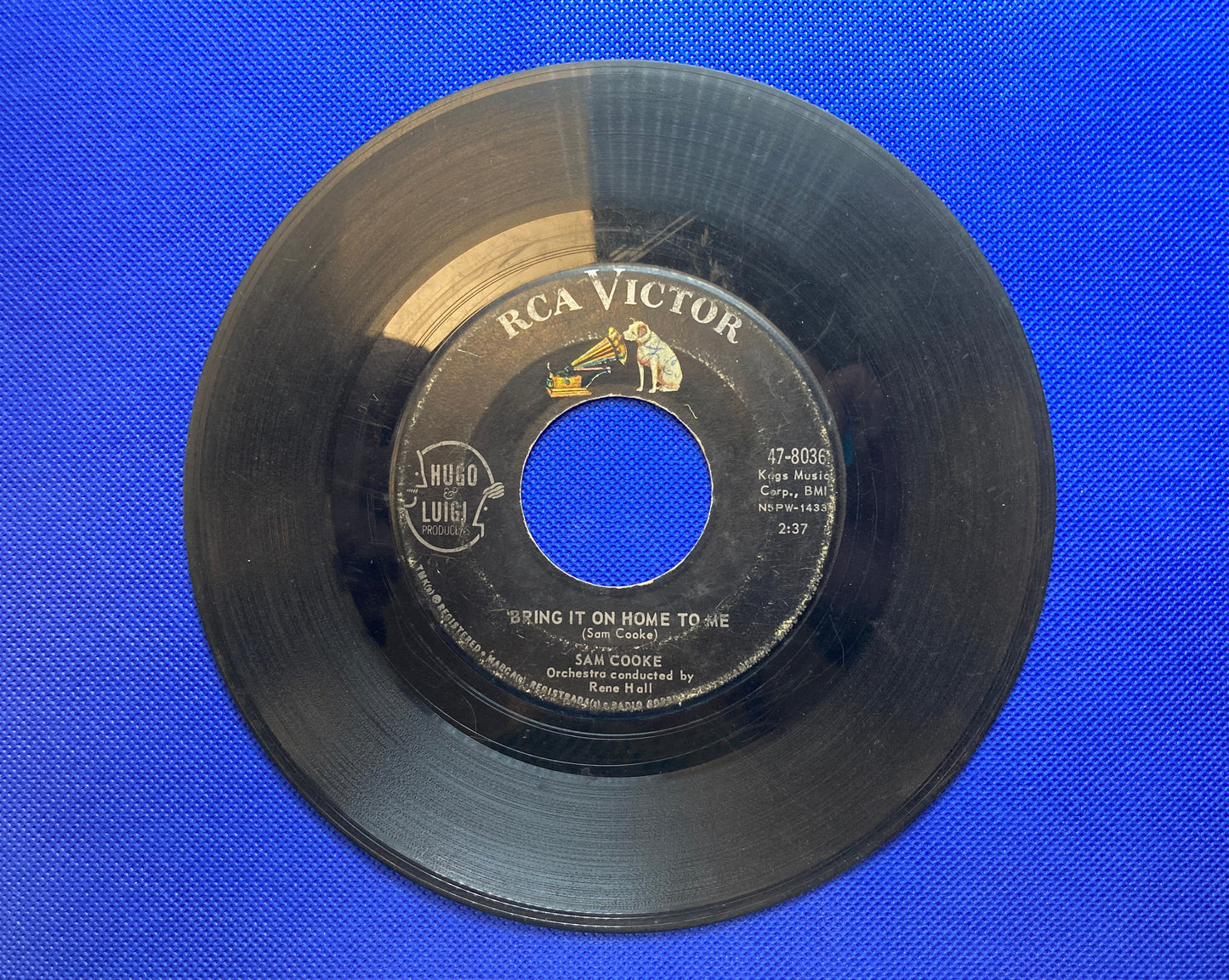 45 double sided Sam Cooke record "Having a party" and "Bring it on home to me"