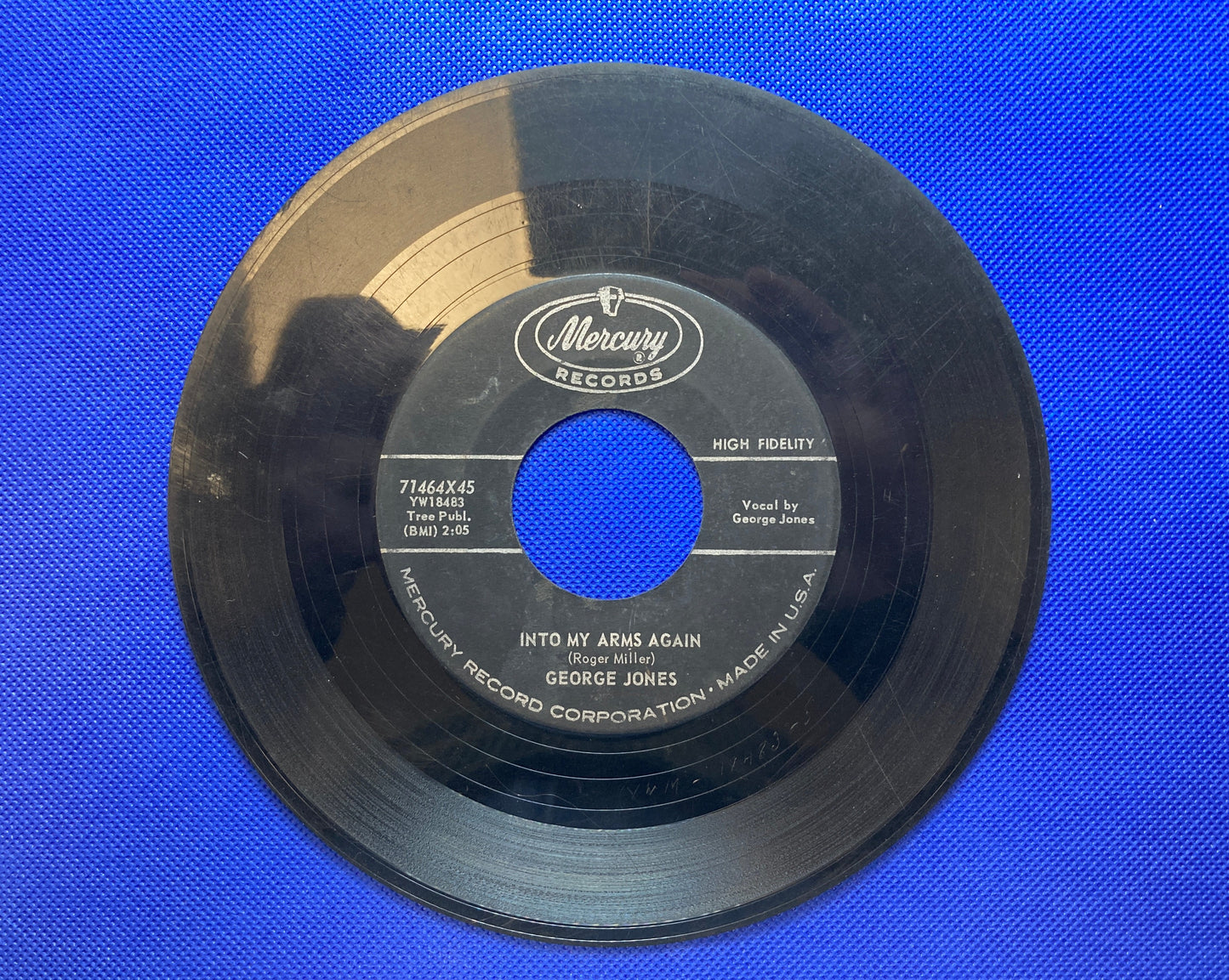 45 double sided George Jones record "Who shot sam" and "Into my arms again"