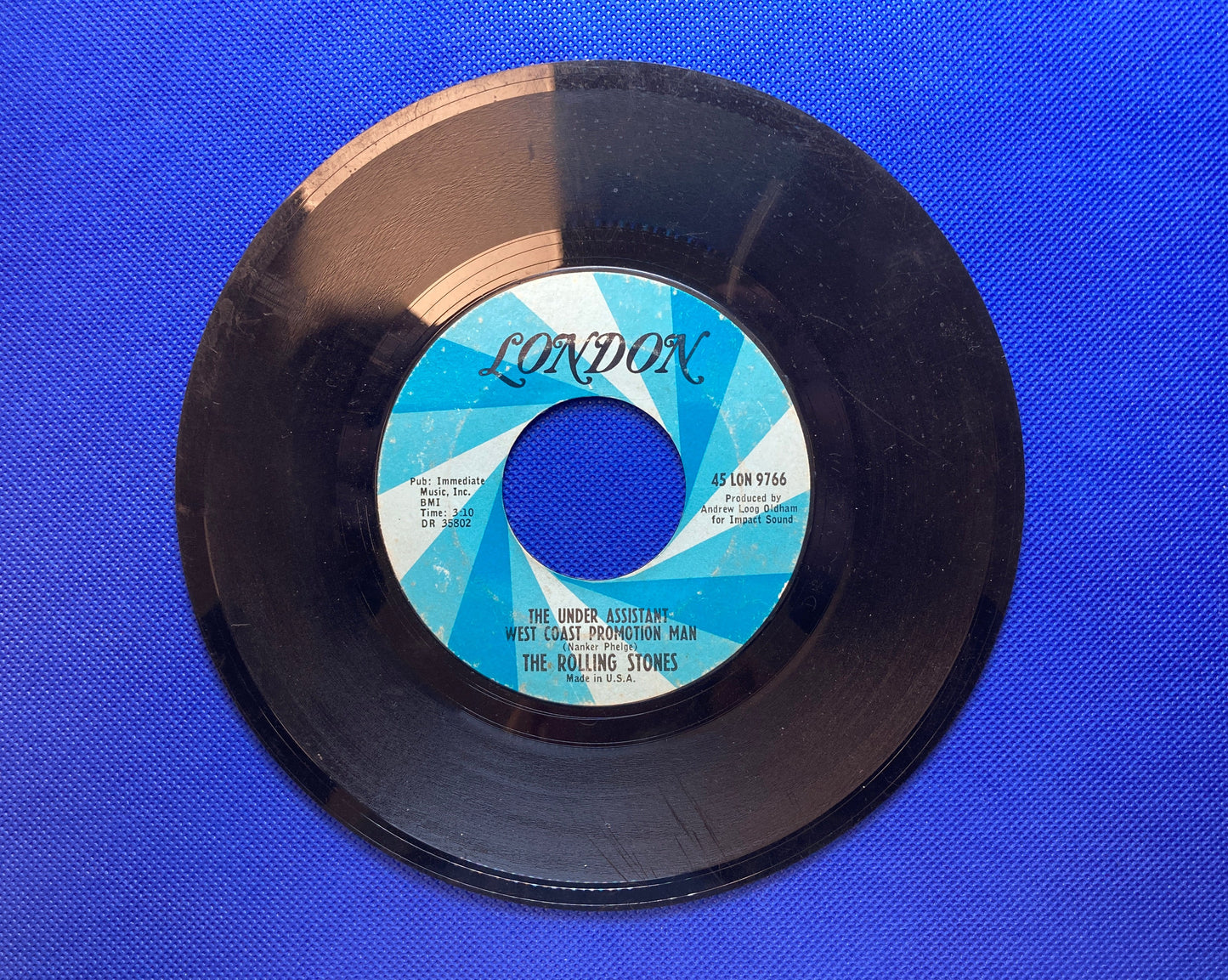 45 double sided The Rolling Stones record "Satisfaction" and "The under assistant west coast promotion man"