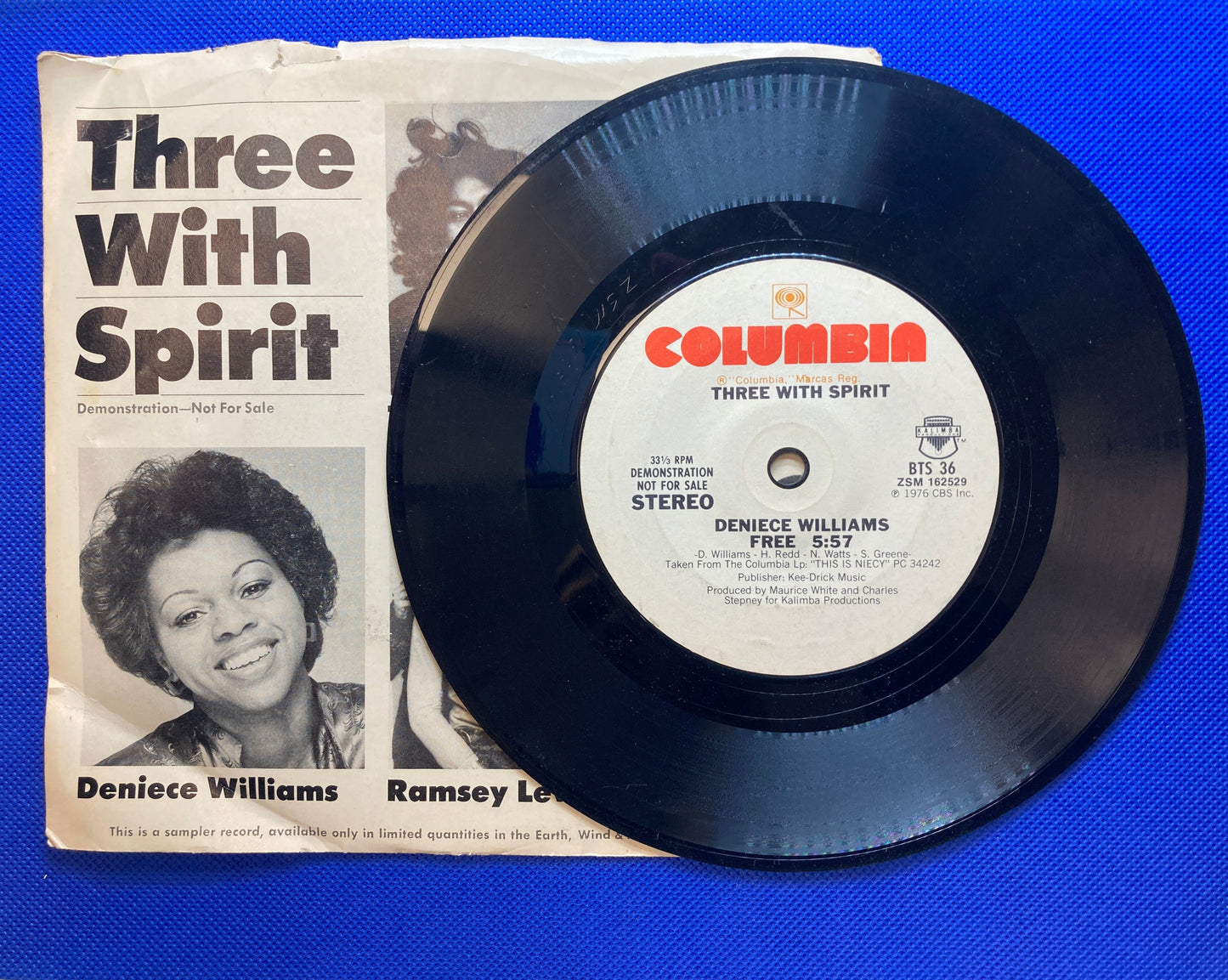 45 double sided record featuring Deniece Williams "Free" , The Emotions "I don;t wanna lose your love" and Ramsey Lewis "Aufu Oodu"