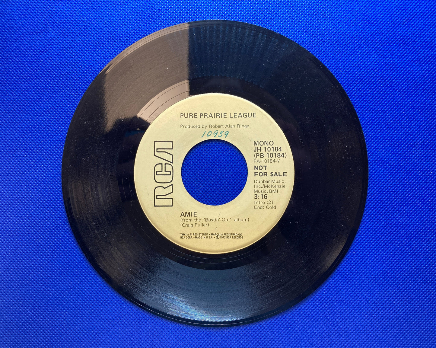 45 single sided Pure Prairie League record "Amie"