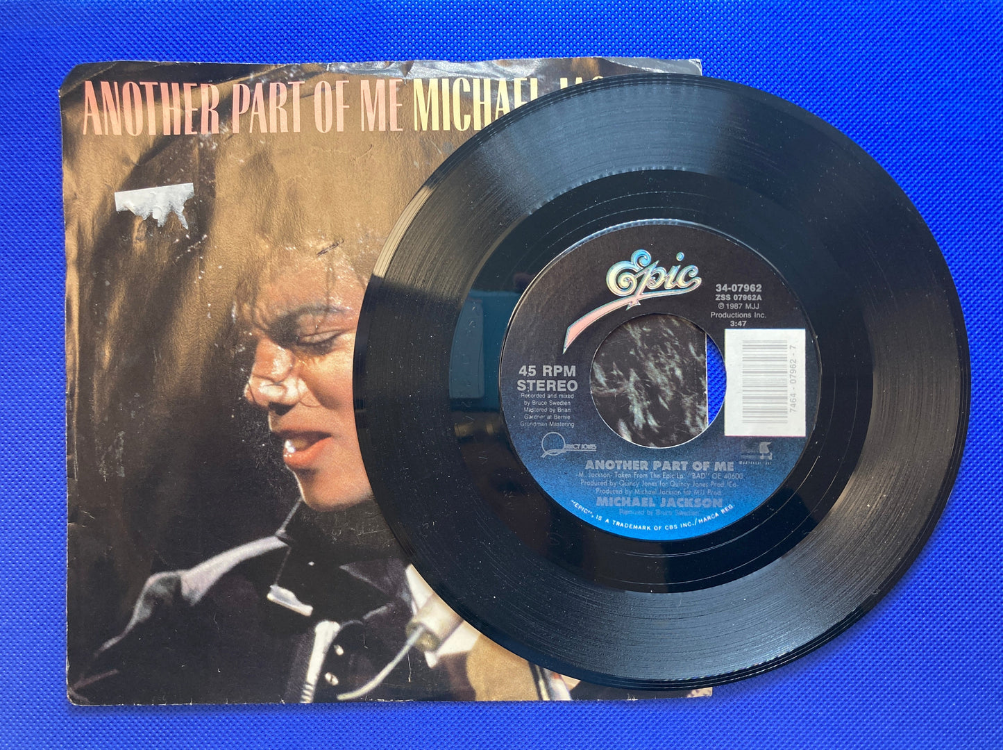 45 double sided Michael Jackson record "Another part of me including instrumental"