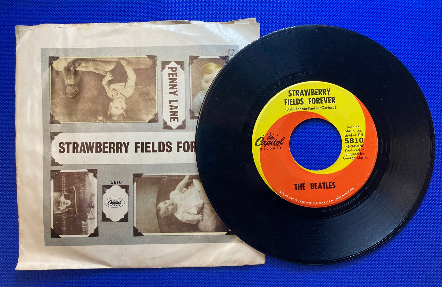 45 double sided The Beatles record "Penny Lane" and "Strawberry Fields Forever"