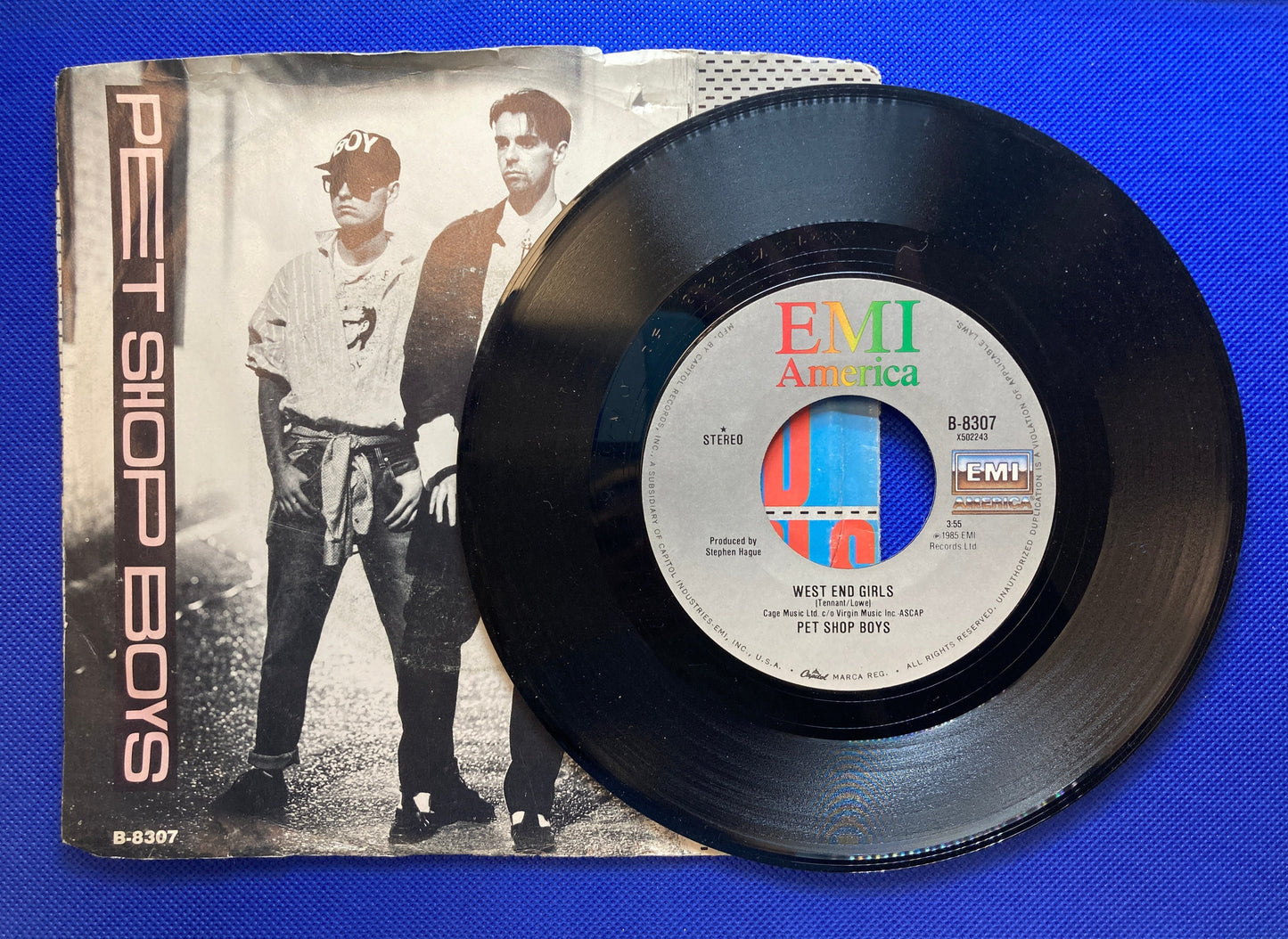 45 double sided Pet shop boys record "West End Girls" and "A Man Could Get Arrested"