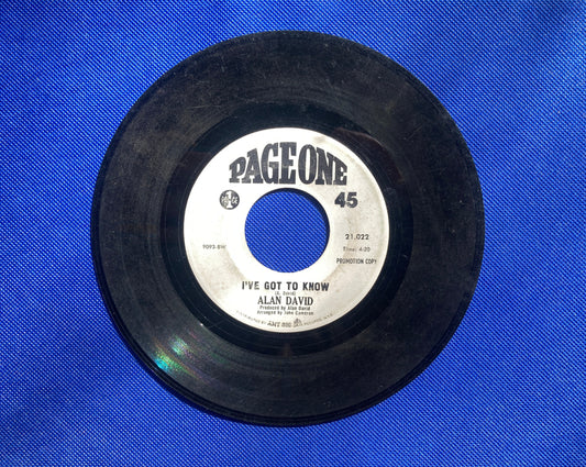 45 double sided Alan David record "I've got to know" and "Oh what a naughty man!"