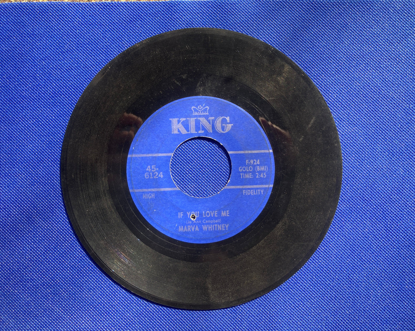 45 double sided Marva Whitney record "Your love was good for me" and "If you love me"