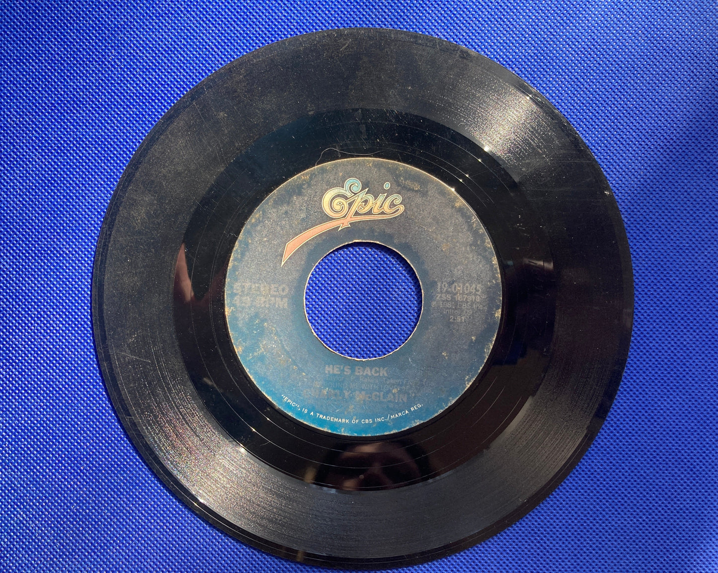 45 double sided Charly McClain record "He's Back" and "Surround me with love"