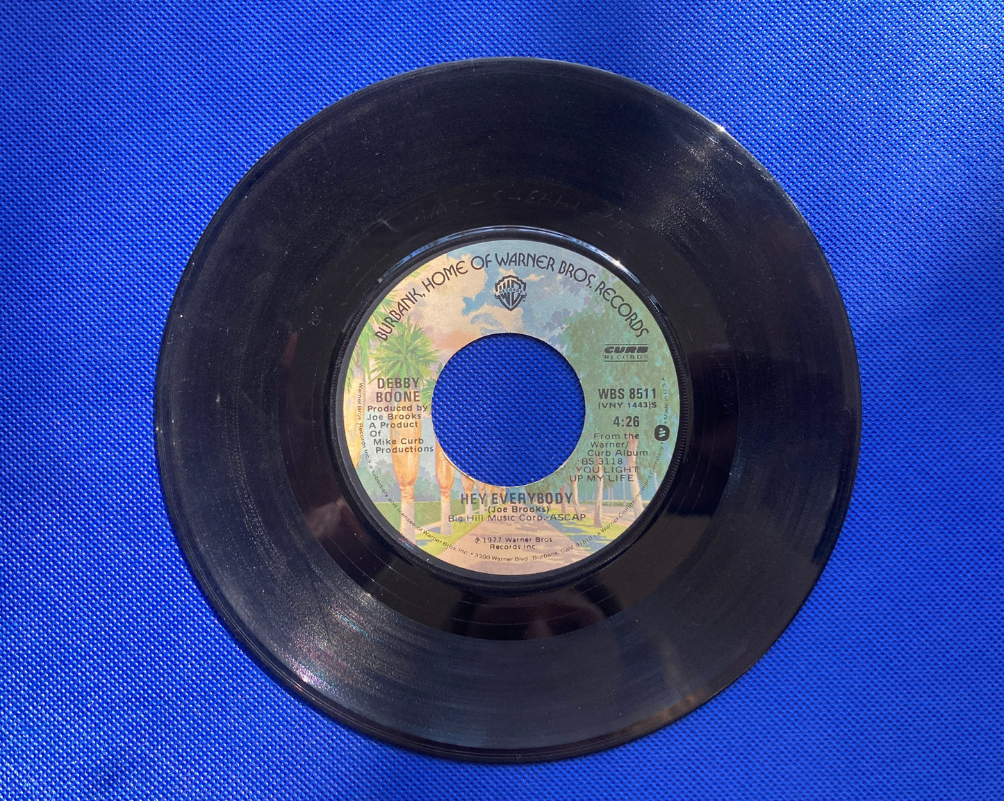 45 double sided Debby Boone record "California" and "Hey everybody"