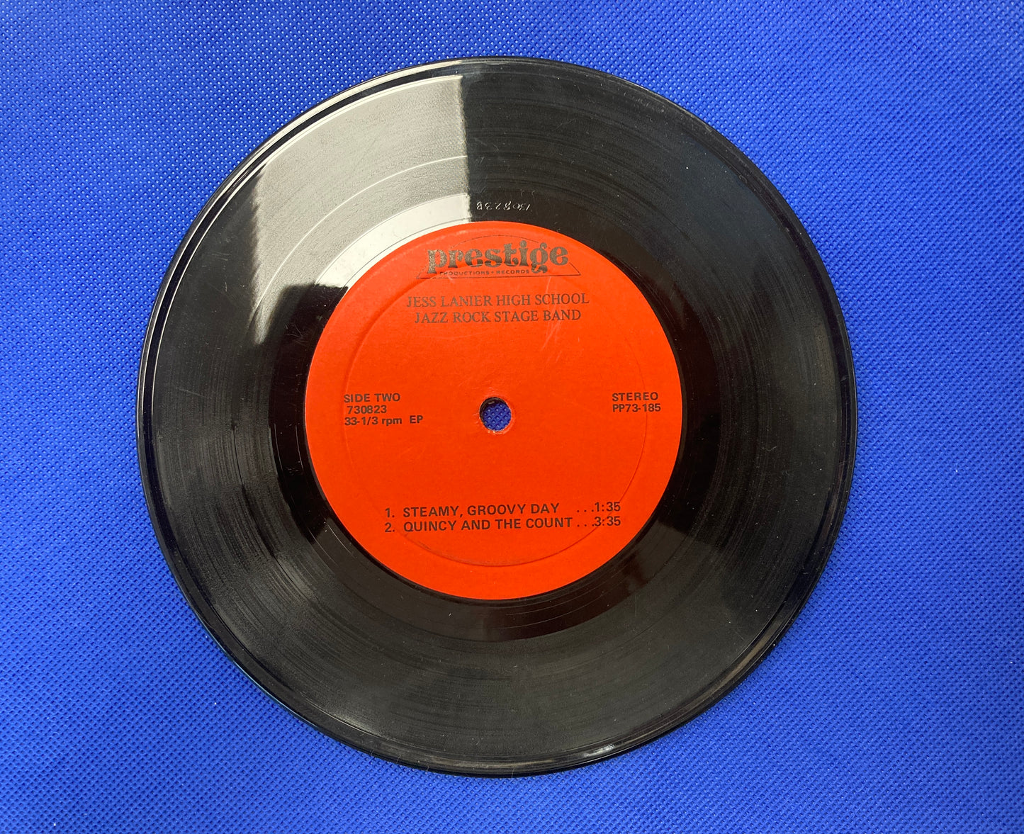 45 double sided Jess Lanier High School Jazz Band record "Spook" , "Look at that girl", "Steamy groovy day" , and "Quincy and the count"