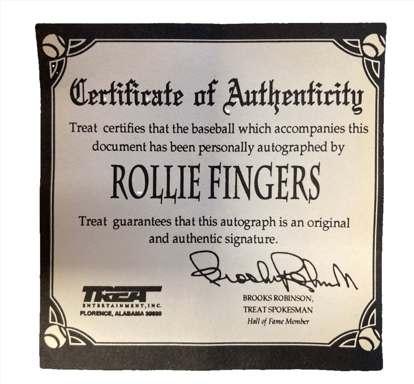 Rollie Fingers Autographed Baseball with Cert of Authenticity