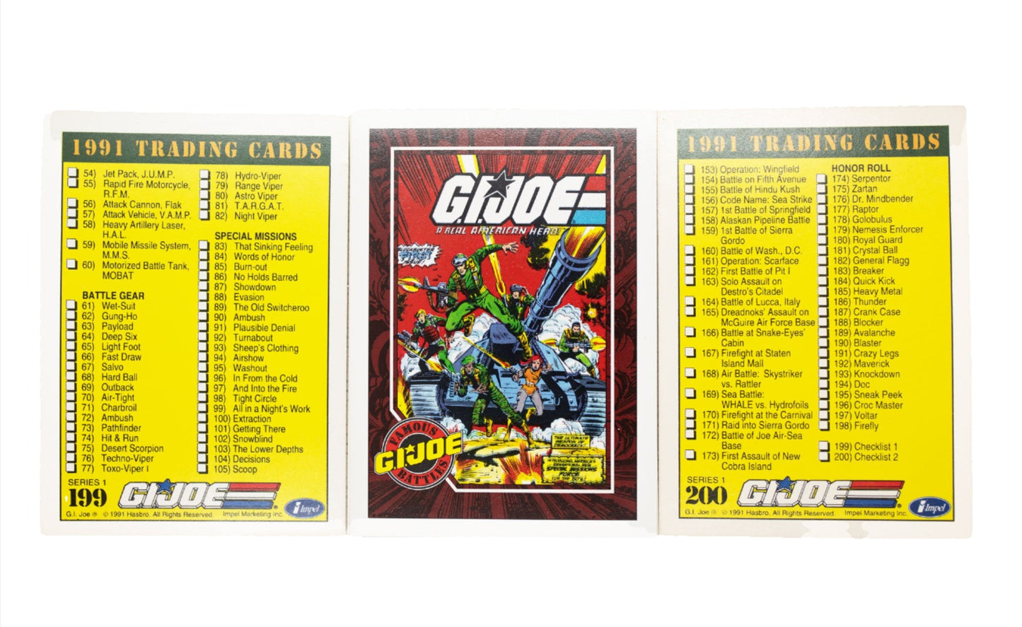 G.I Joe 1991 Hasbro Cards 1-200